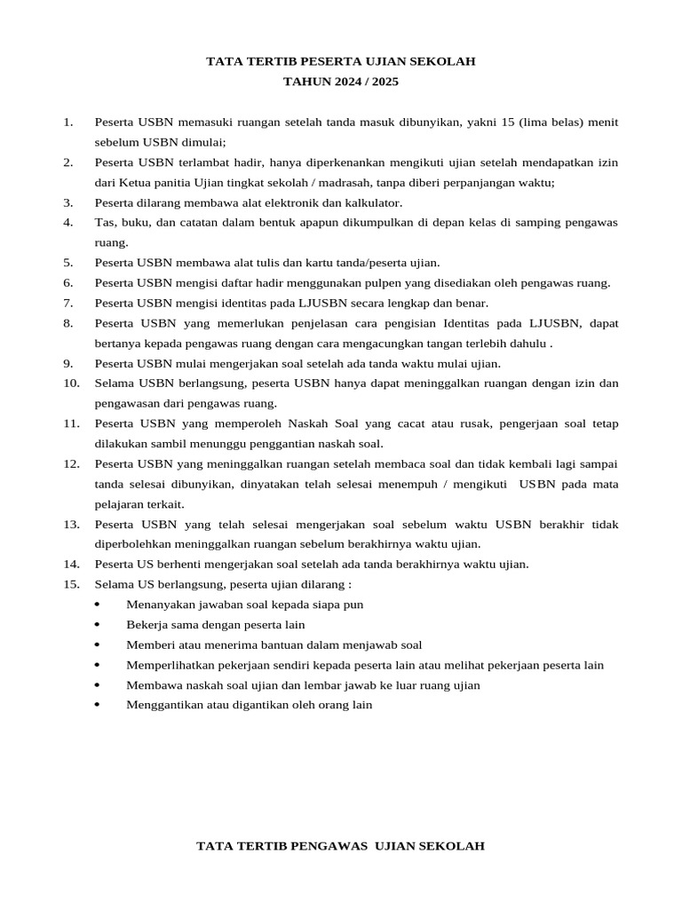 Tata Tertib Ujian Sekolah 2024 2025 PDF Tata Tertib Ujian Sekolah 2024 2025 PDF