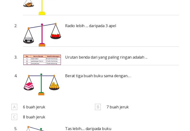 10 Contoh Soal Matematika Kelas 1 SD Berat Benda Lebih Dari yang Wajib Dikuasai Si Kecil