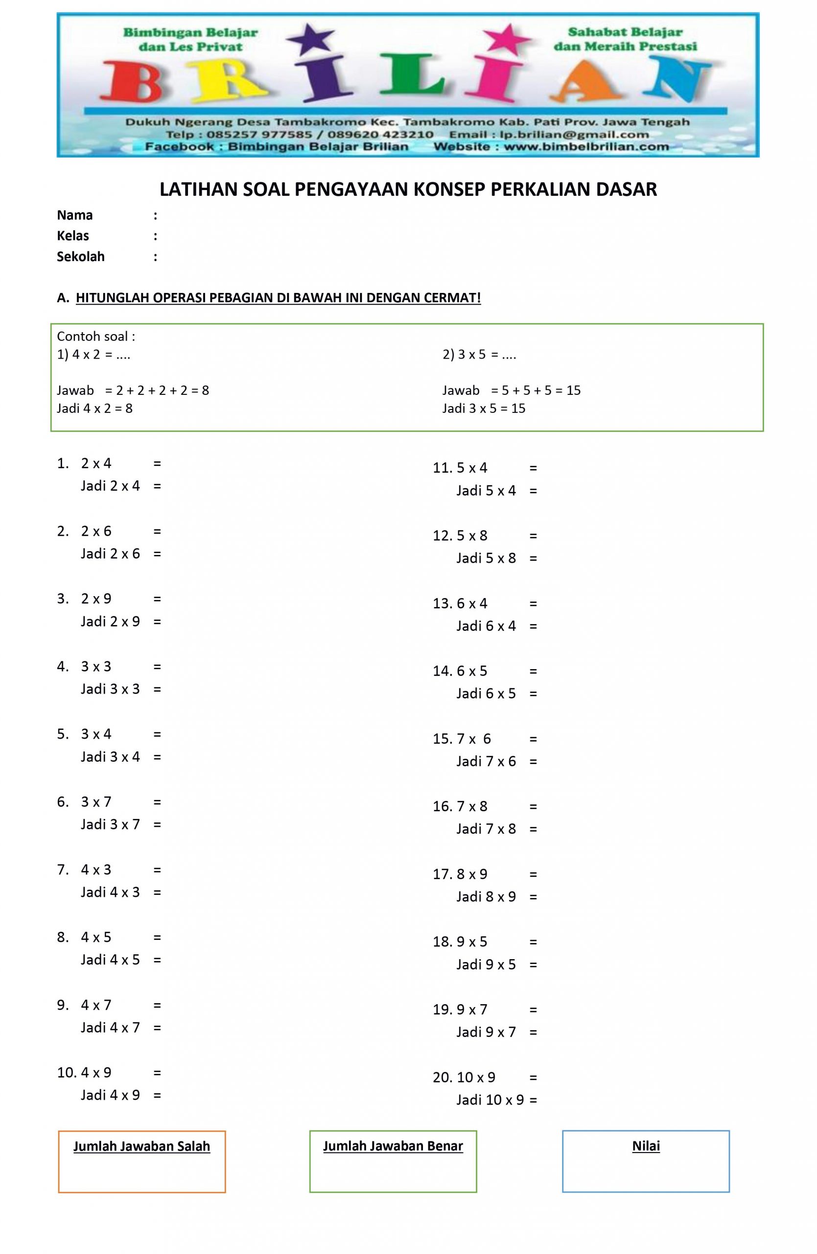 45 Soal Latihan Perkalian