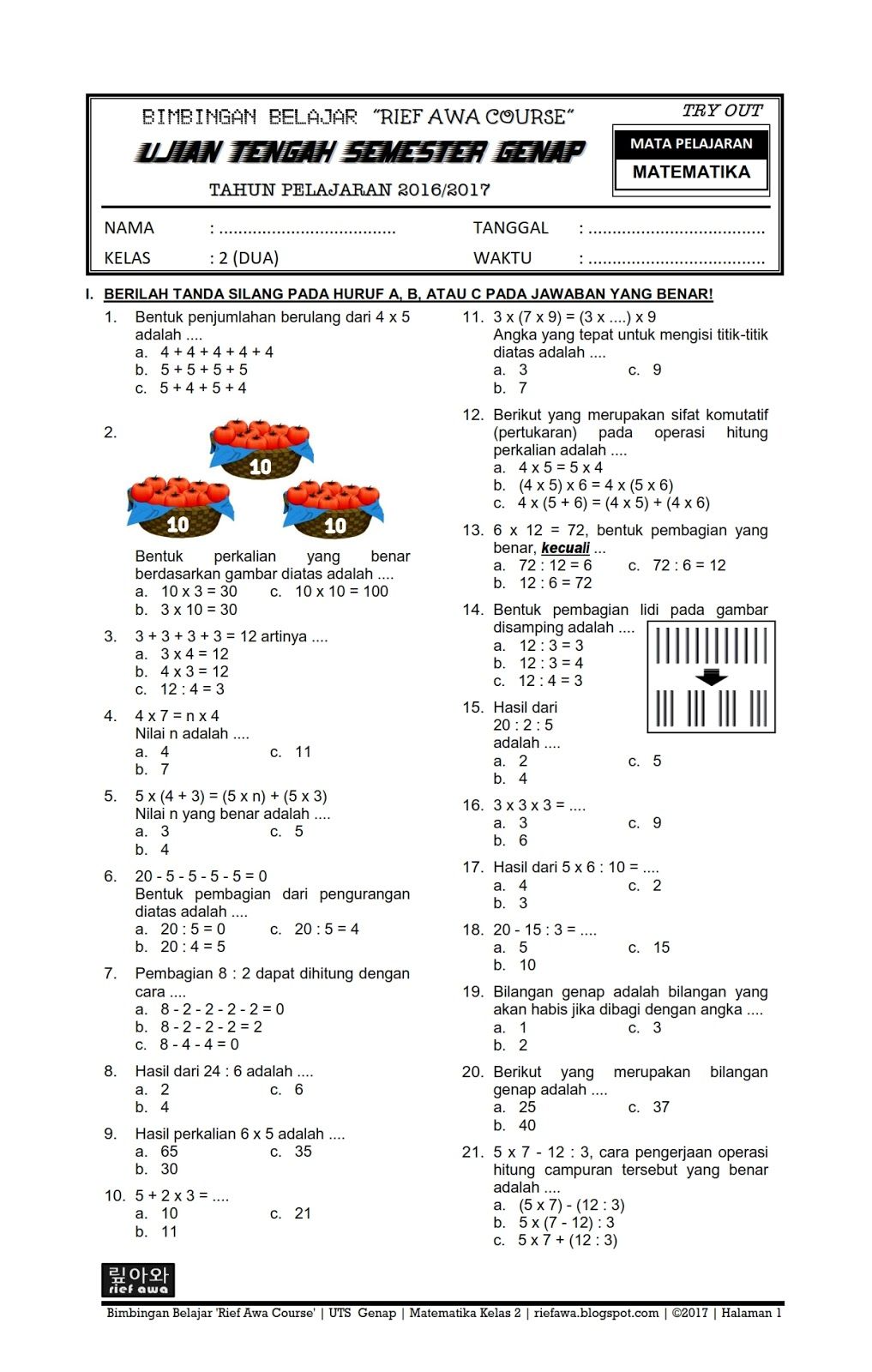 Mengukir Pemahaman Kisi-kisi Soal Matematika Kelas 2 Tema 1 Pembelajaran 4