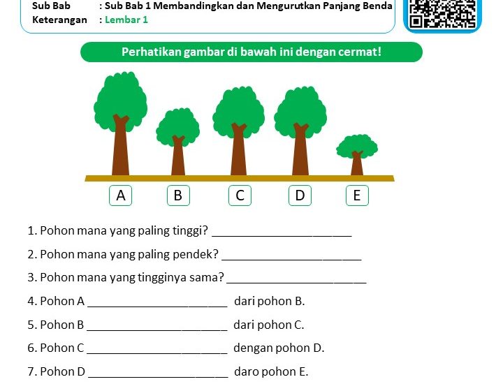 7 Contoh Soal Matematika Kelas 1 Membandingkan Ukuran Benda Wajib Dicoba Sebelum Ulangan