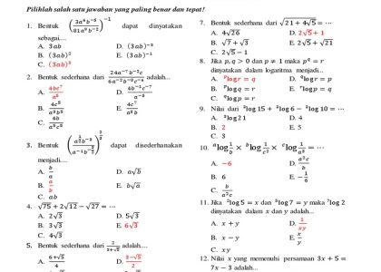 Ternyata Ini Kunci Jawaban Contoh Soal Matematika Kelas 10 Semester 1 yang Sering Bikin Siswa Salah