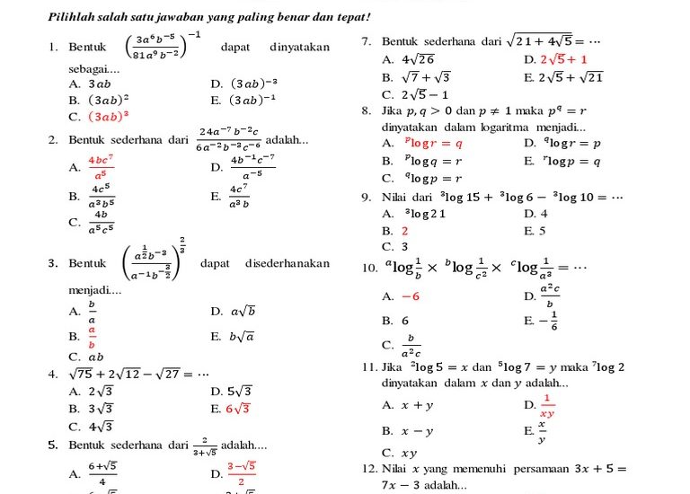 Ternyata Ini Kunci Jawaban Contoh Soal Matematika Kelas 10 Semester 1 yang Sering Bikin Siswa Salah