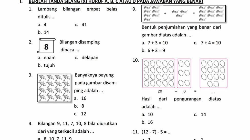 10 Contoh Soal Matematika Kelas 1 K13 yang Wajib Dikuasai Sebelum Terlambat