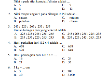 10 Soal Matematika K13 Kelas 4 Semester 1 Wajib Dikuasai Sebelum Ulangan Akhir
