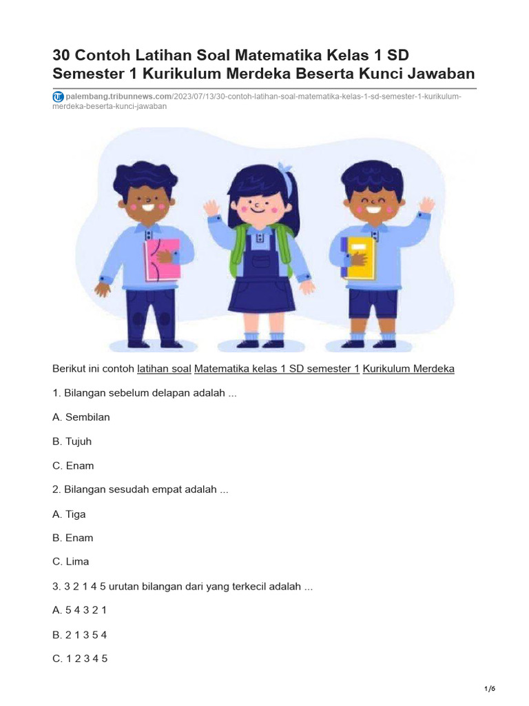7 Cara Menguasai Contoh Soal Matematika Kelas 1 SD Bergambar yang Jarang Diketahui