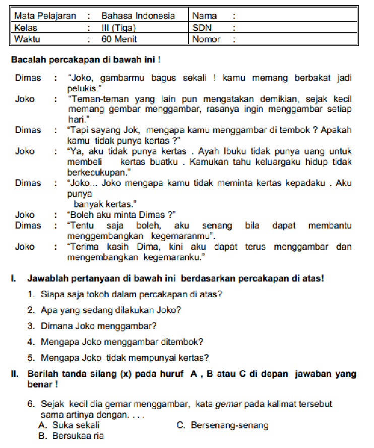 Contoh Soal Bahasa Indonesia Kelas 6 KD 3 Memahami Teks Contoh Soal Bahasa Indonesia Kelas 6 KD 3 Memahami Teks