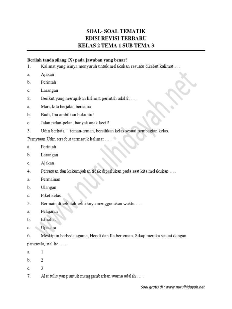 Terbukti! 7 contoh soal kelas 2 tema 1 sub tema 3 yang wajib dikuasai sebelum ujian Terbukti! 7 contoh soal kelas 2 tema 1 sub tema 3 yang wajib dikuasai sebelum ujian