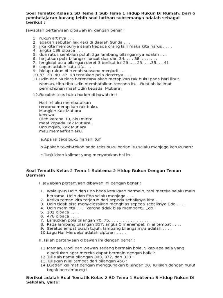 Rahasia Lulus Nilai Sempurna: 25 Contoh Soal Kelas 2 SD Tema 1 Terbaru 2026 Rahasia Lulus Nilai Sempurna: 25 Contoh Soal Kelas 2 SD Tema 1 Terbaru 2026