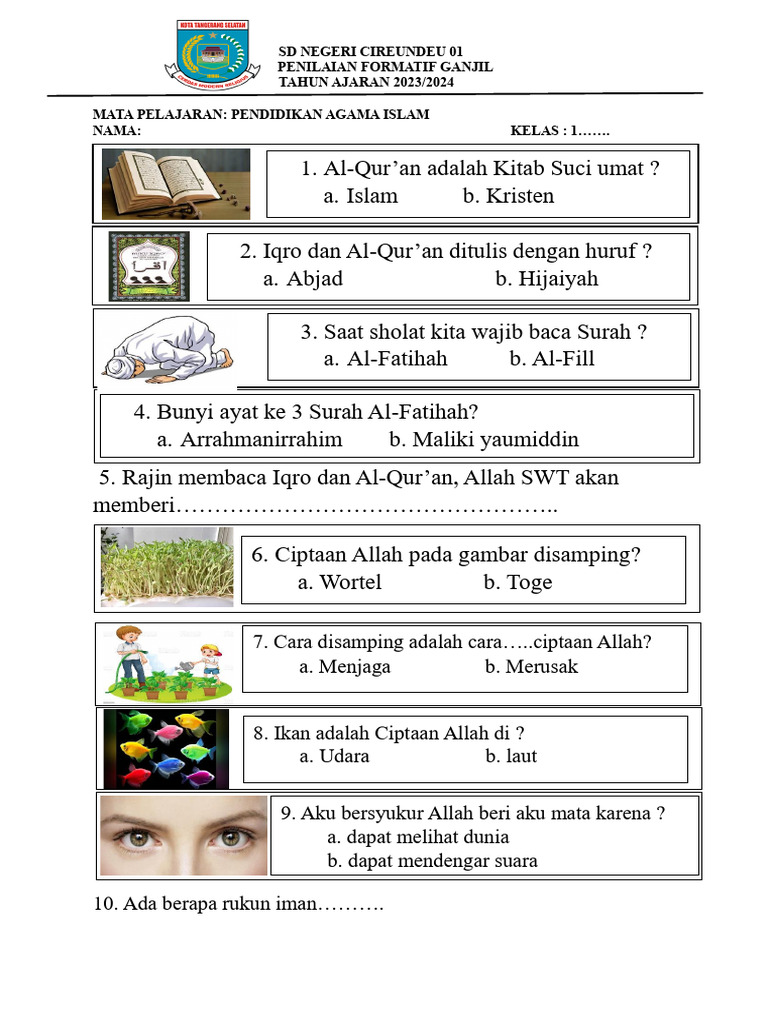 Rahasia Lulus Ujian Ternyata Ada di Latihan Soal UKK Agama Islam Kelas 1 2026 Terbaru