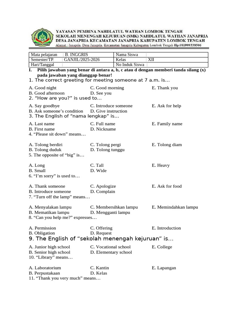Rahasia Nilai Sempurna dengan Latihan Soal UKK Bahasa Inggris Kelas X Semester 1 Terbaru